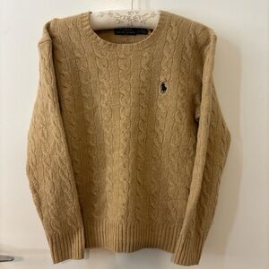 Ralph Lauren Wool Cashmere Cable Knit Sweater in Camel